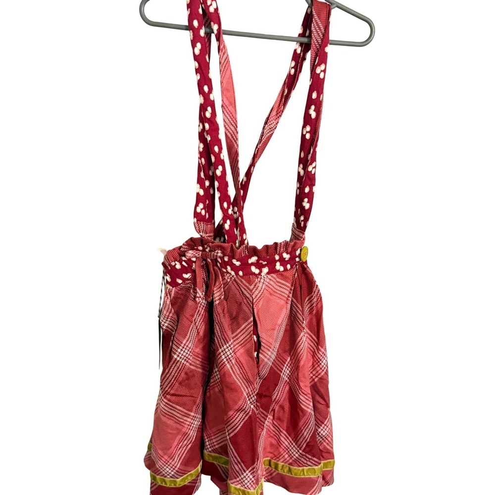 Matilda Jane Clothing Kids Plaid Skirt with‎ Suspenders Red White Size 10